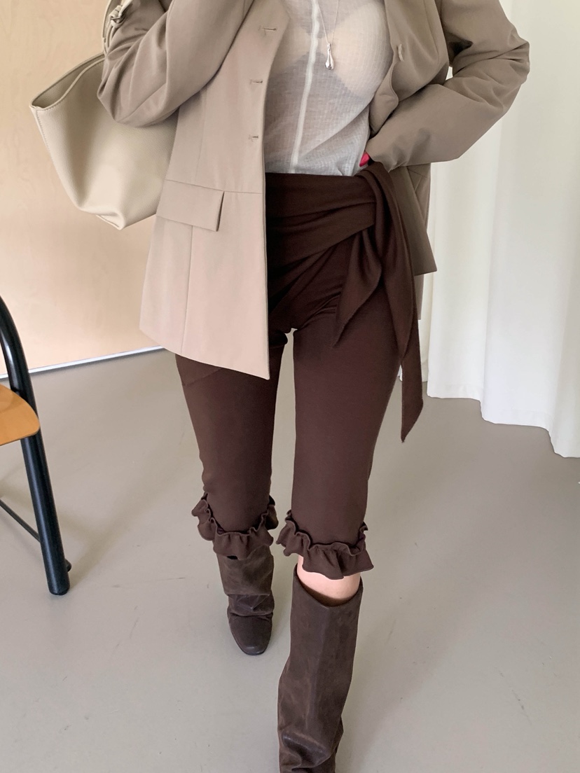 VELEN東大門代購女士新品時尚休閑人氣打底褲鯊魚褲含圍巾VELEN打底褲/鯊魚褲
