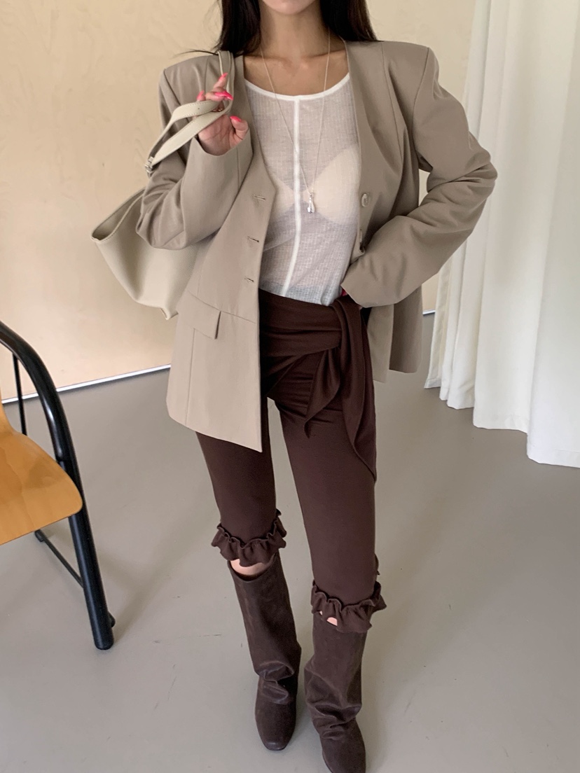 VELEN東大門代購女士新品時尚休閑人氣打底褲鯊魚褲含圍巾VELEN打底褲/鯊魚褲