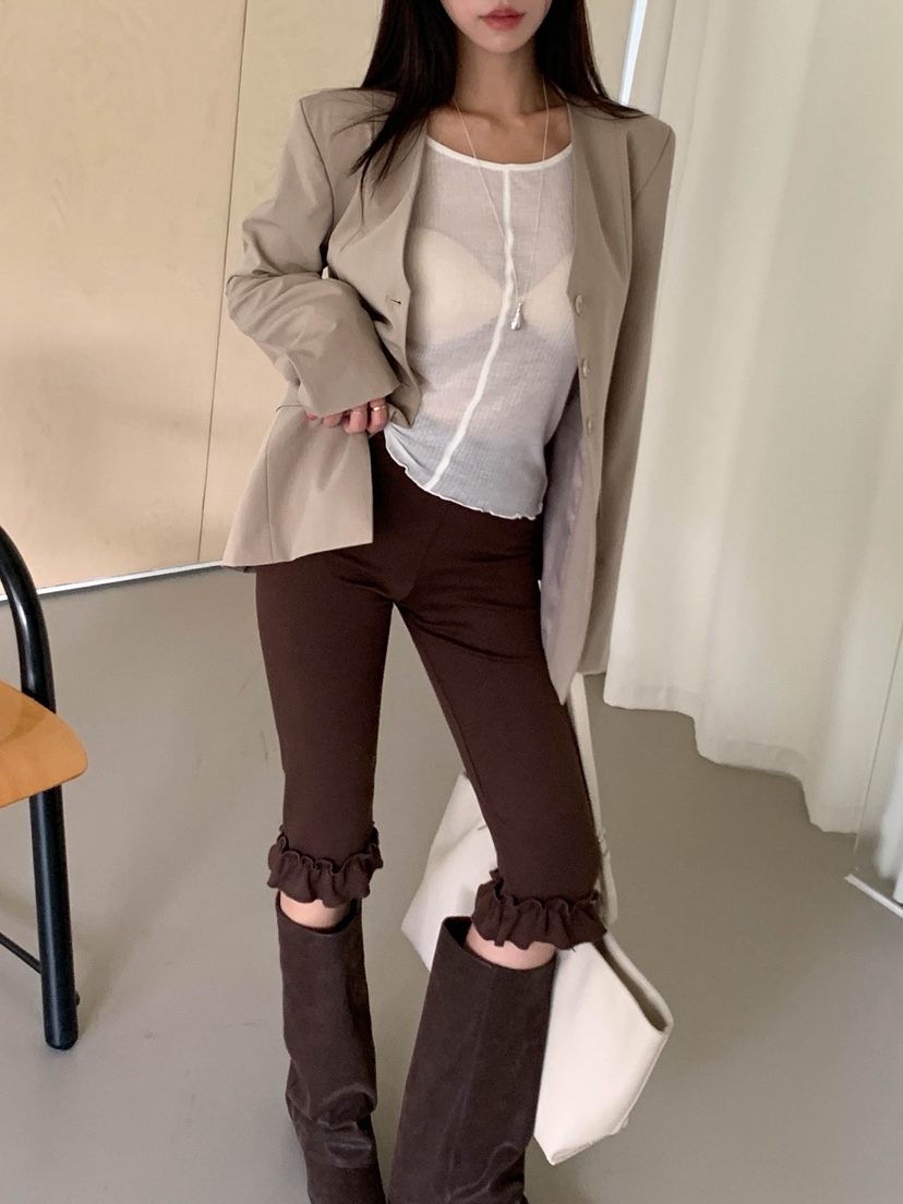 VELEN東大門代購女士新品時尚休閑人氣打底褲鯊魚褲含圍巾VELEN打底褲/鯊魚褲