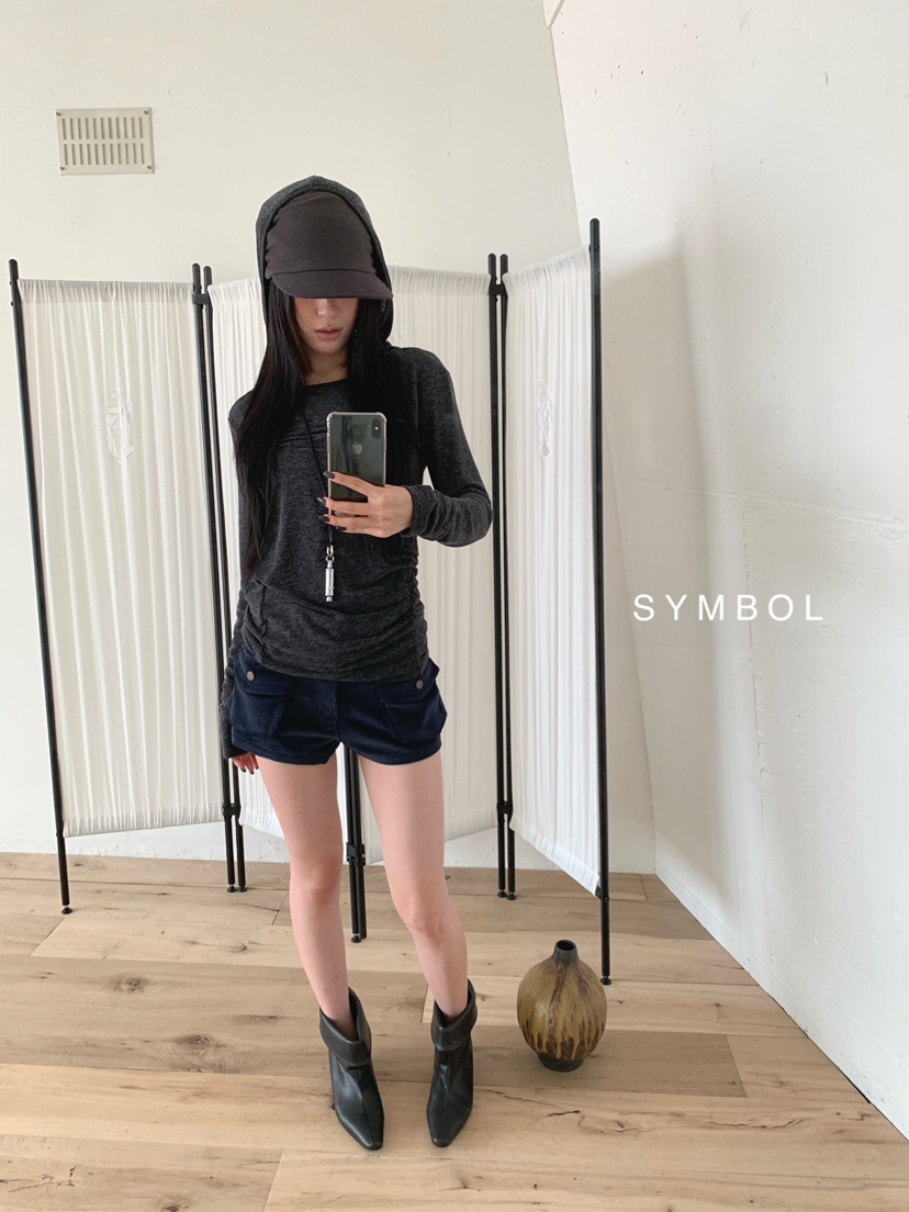 SYMBOL東大門直郵女士新品熱賣休閑人氣推薦長袖T恤褶裥長款SYMBOL長袖T恤