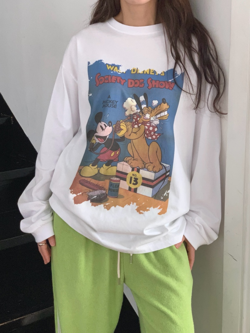 TOLL韓國直郵女裝新品時尚推薦休閑真品熱賣人氣長袖T恤米奇TOLL長袖T恤