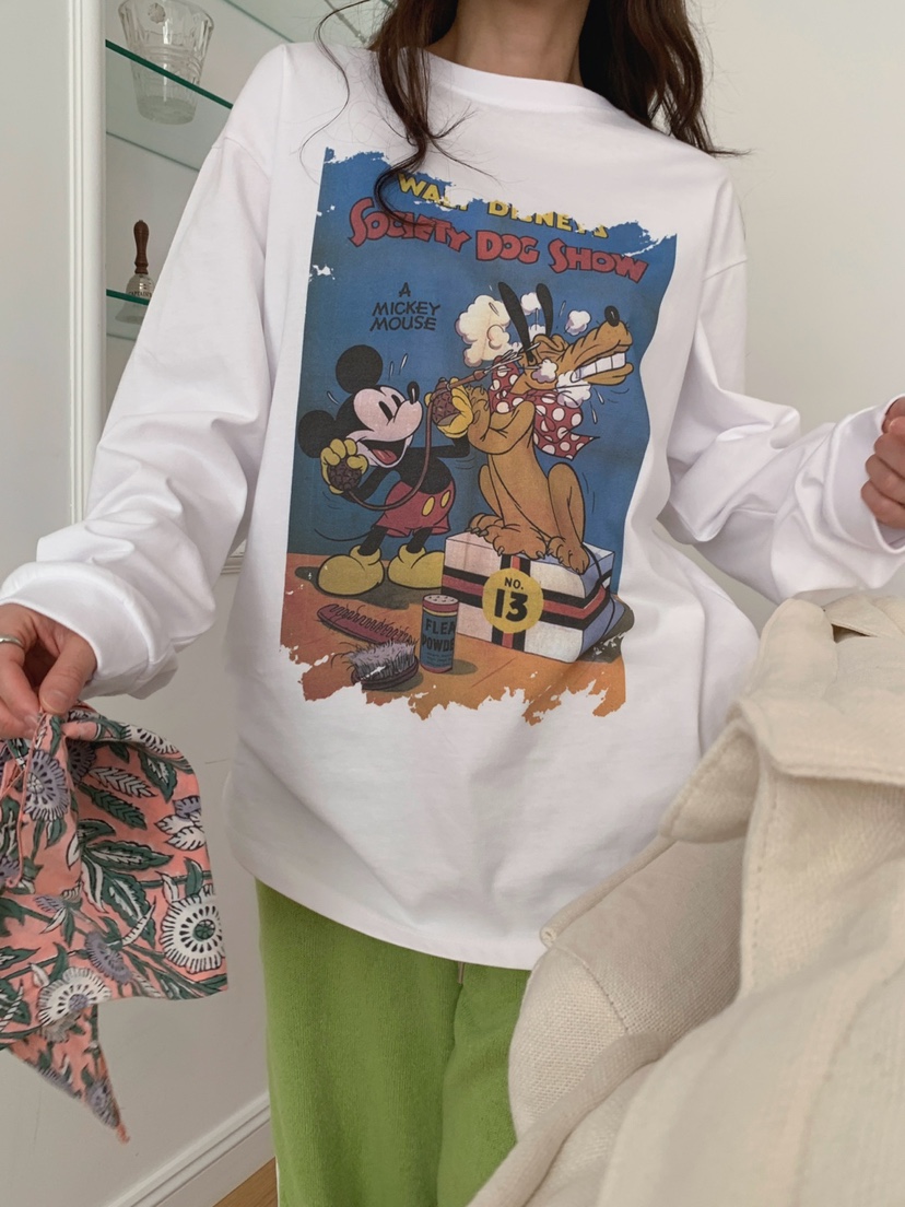 TOLL韓國直郵女裝新品時尚推薦休閑真品熱賣人氣長袖T恤米奇TOLL長袖T恤