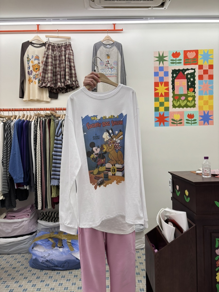 TOLL韓國直郵女裝新品時尚推薦休閑真品熱賣人氣長袖T恤米奇TOLL長袖T恤圖色1