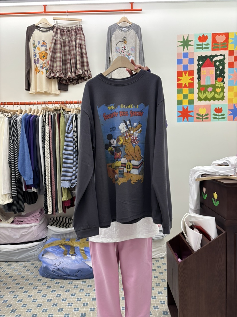 TOLL韓國直郵女裝新品時尚推薦休閑真品熱賣人氣長袖T恤米奇TOLL長袖T恤圖色2