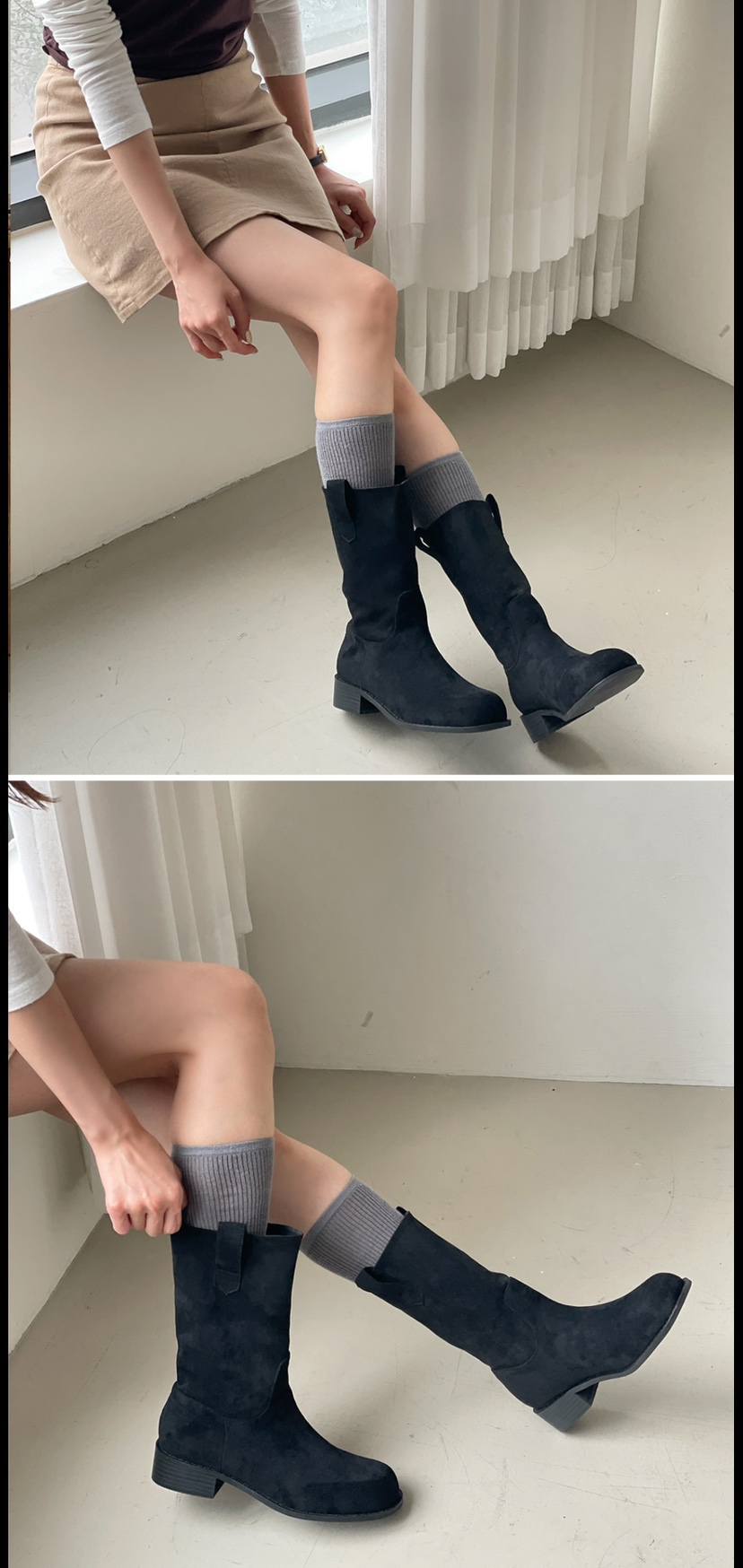 RUNWAY-런웨이東大門實拍女裝新款休閑人氣熱賣靴子中筒RUNWAY靴子