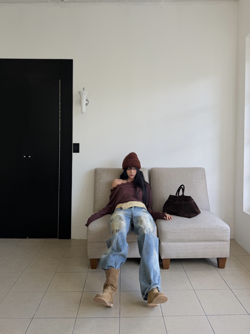 ABBEYLEE東大門實拍女裝新品熱賣真品推薦牛仔褲不含腰帶ABBEYLEE牛仔褲
