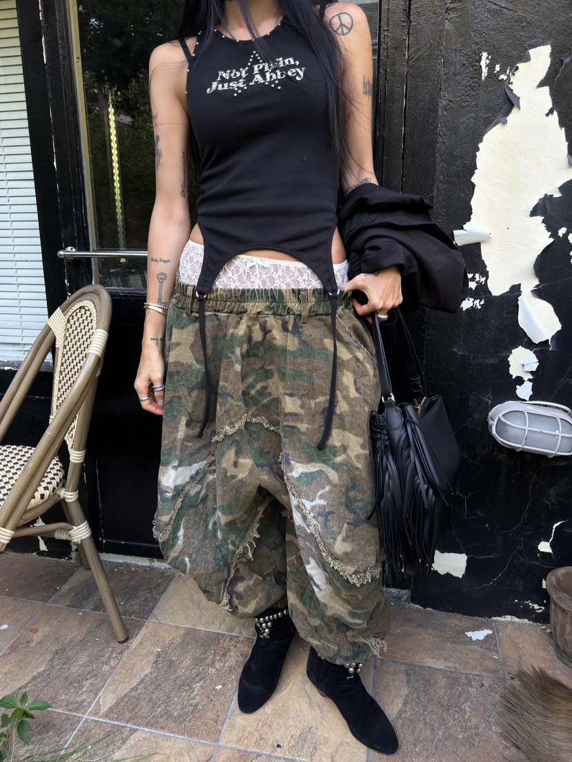 ABBEYLEE東大門直郵女士新品時尚推薦熱賣休閑褲水洗迷彩ABBEYLEE休閑褲