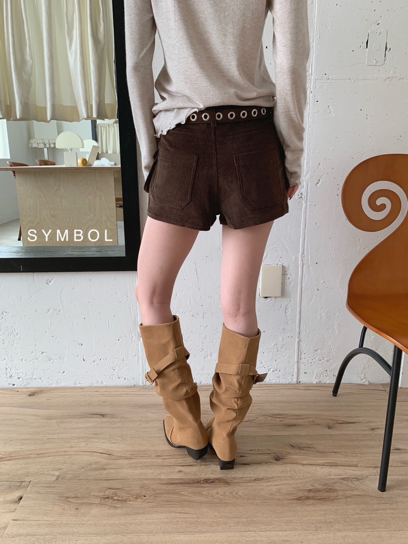 SYMBOL東大門實拍女裝新款熱賣推薦真品短褲不含腰帶口袋SYMBOL短褲