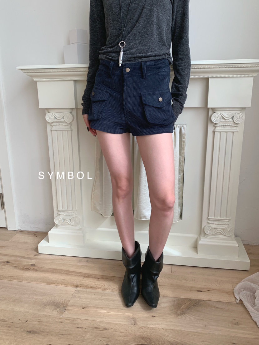 SYMBOL東大門實拍女裝新款熱賣推薦真品短褲不含腰帶口袋SYMBOL短褲