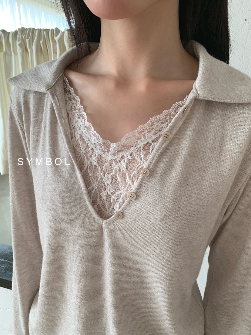 SYMBOL東大門代購女士新品人氣休閑熱賣時尚推薦長袖T恤蕾絲SYMBOL長袖T恤
