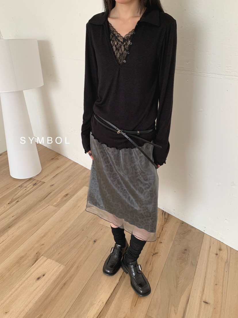 SYMBOL東大門代購女士新品人氣休閑熱賣時尚推薦長袖T恤蕾絲SYMBOL長袖T恤