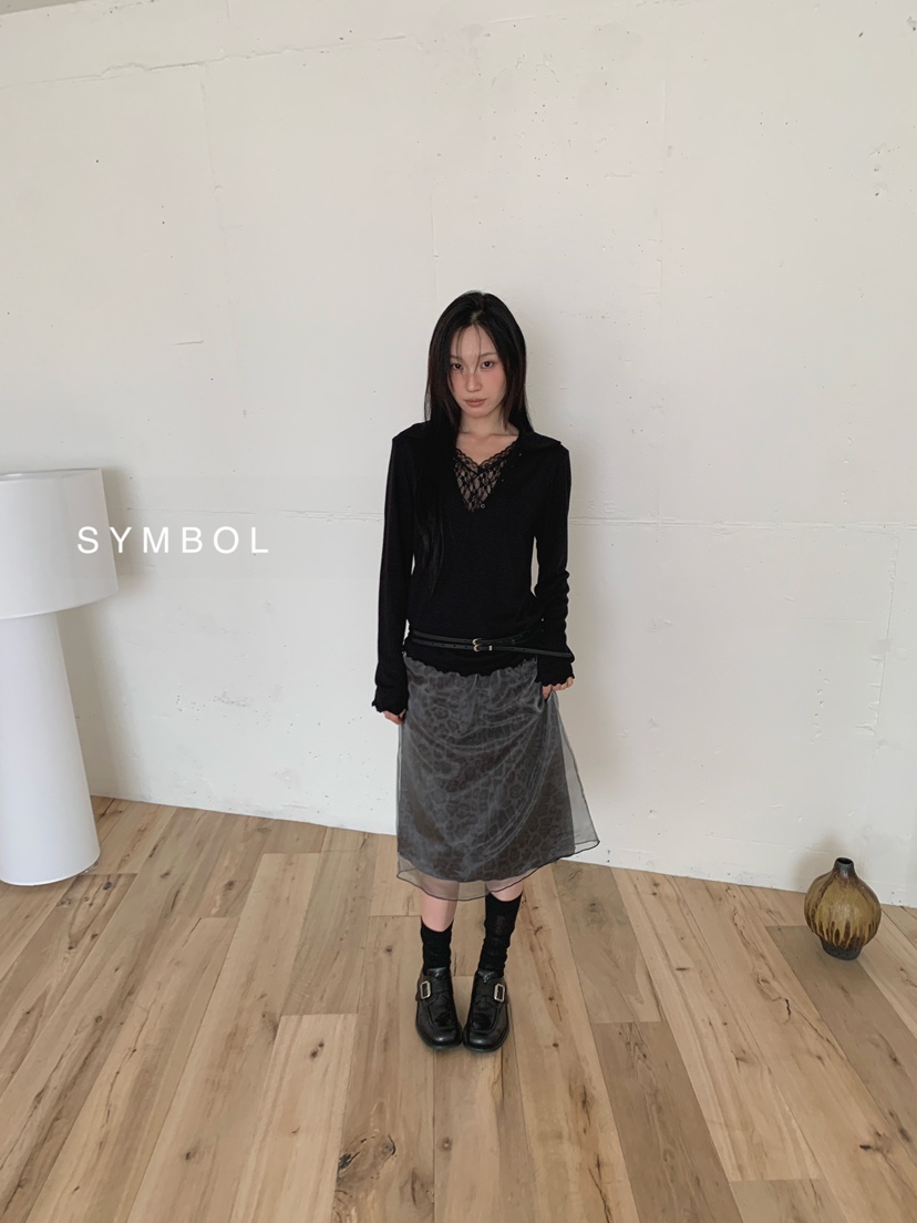 SYMBOL東大門代購女士新品人氣休閑熱賣時尚推薦長袖T恤蕾絲SYMBOL長袖T恤