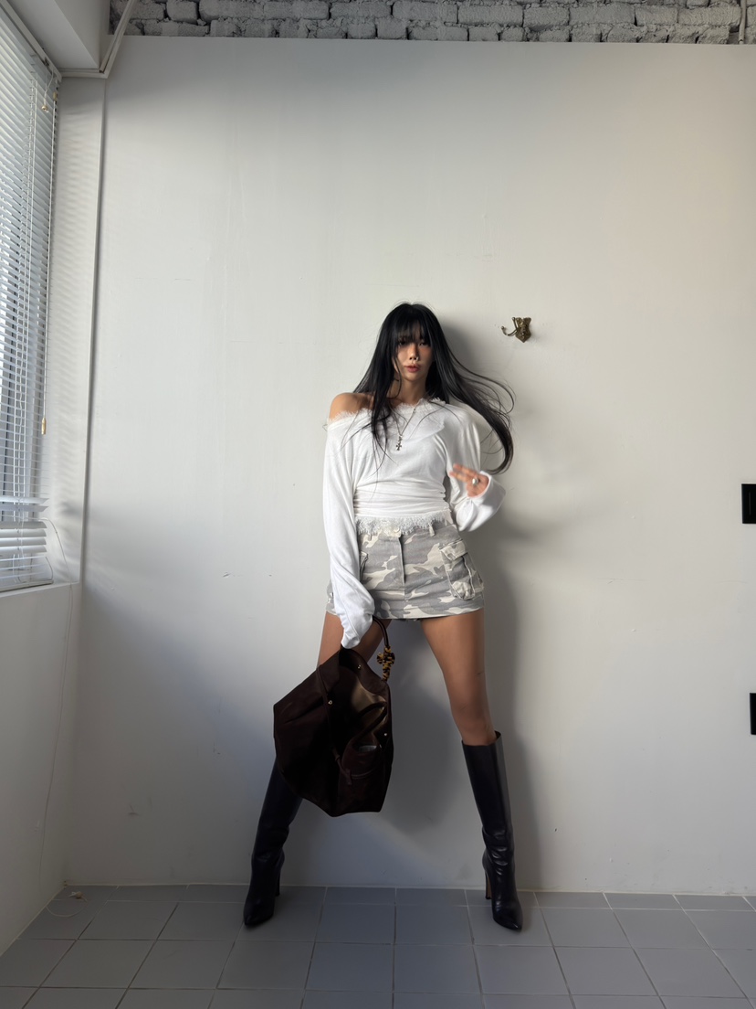 ABBEYLEE東大門實拍女裝新款熱賣真品時尚人氣休閑裙褲迷彩ABBEYLEE裙褲