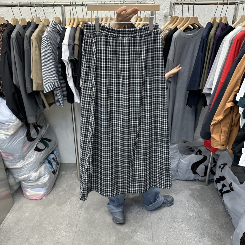 DA YLOG韓國代購女裝新款時尚休閑推薦人氣熱賣長裙格紋DA YLOG長裙