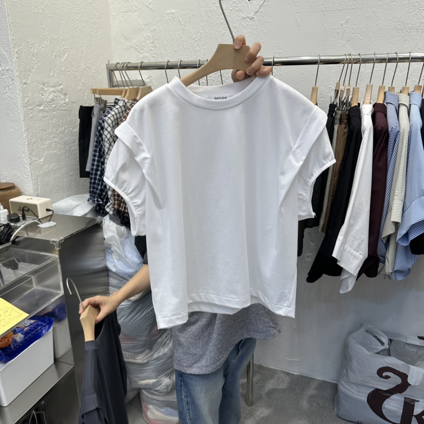 DA YLOG東大門代購女裝新品休閑時尚推薦熱賣人氣T恤泡泡袖DA YLOGT恤圖色1
