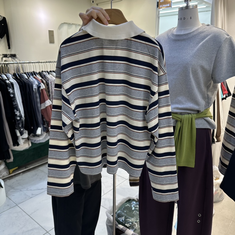 MODS-Q韓國代購女裝新品時尚休閑熱賣真品人氣長袖T恤羅紋MODS-Q長袖T恤