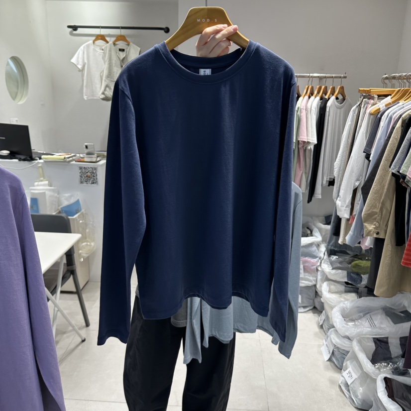 MODS-Q韓國代購女士新品人氣熱賣推薦真品休閑時尚長袖T恤MODS-Q長袖T恤圖色4藍色