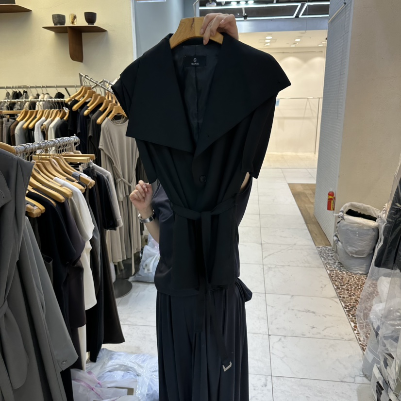 SANS東大門代購女裝新品熱賣時尚休閑職業真品馬甲含腰帶SANS馬甲圖色2