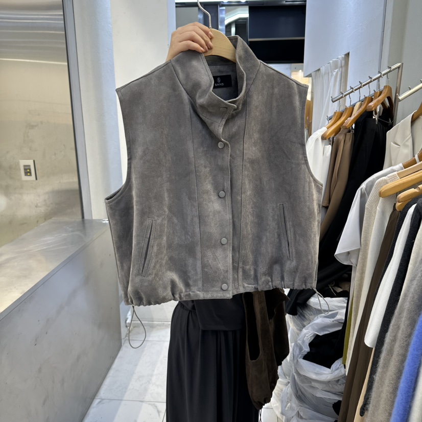 SANS東大門直郵女裝新品職業時尚人氣休閑真品馬甲高領麂皮SANS馬甲圖色1