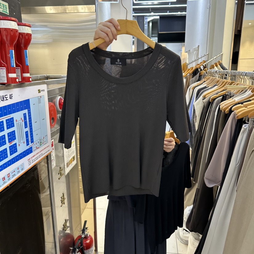 SANS韓國直郵女士新品人氣推薦時尚休閑真品職業熱賣T恤SANST恤圖色4深灰色