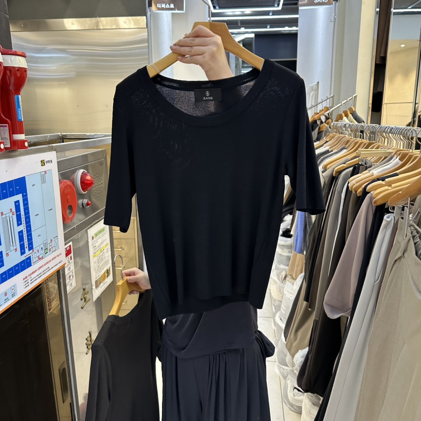 SANS韓國直郵女士新品人氣推薦時尚休閑真品職業熱賣T恤SANST恤圖色5黑色