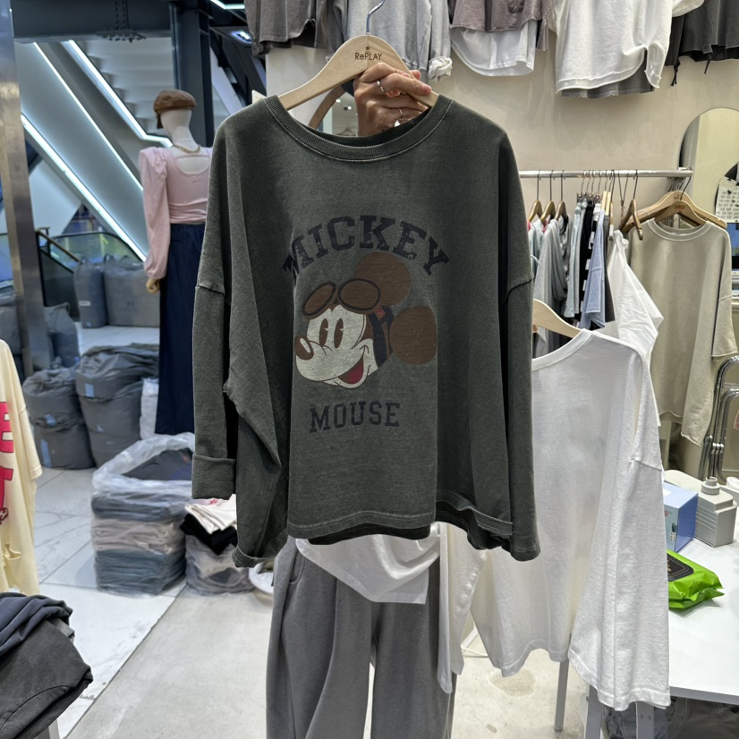 REPLAY韓國直郵女士新款職業熱賣時尚休閑人氣長袖T恤米奇REPLAY長袖T恤圖色2