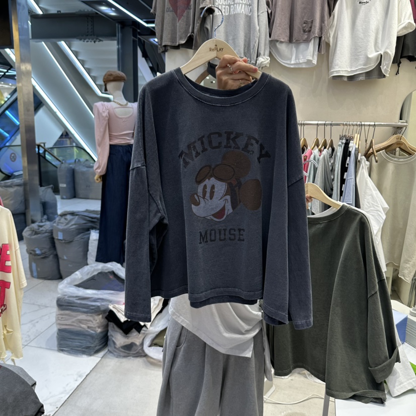 REPLAY韓國直郵女士新款職業熱賣時尚休閑人氣長袖T恤米奇REPLAY長袖T恤圖色3