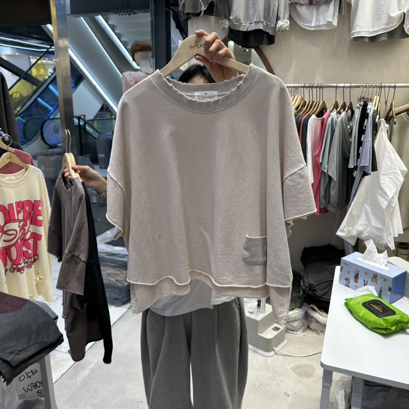REPLAY東大門實拍女裝新品時尚人氣真品休閑推薦熱賣T恤口袋REPLAYT恤圖色1