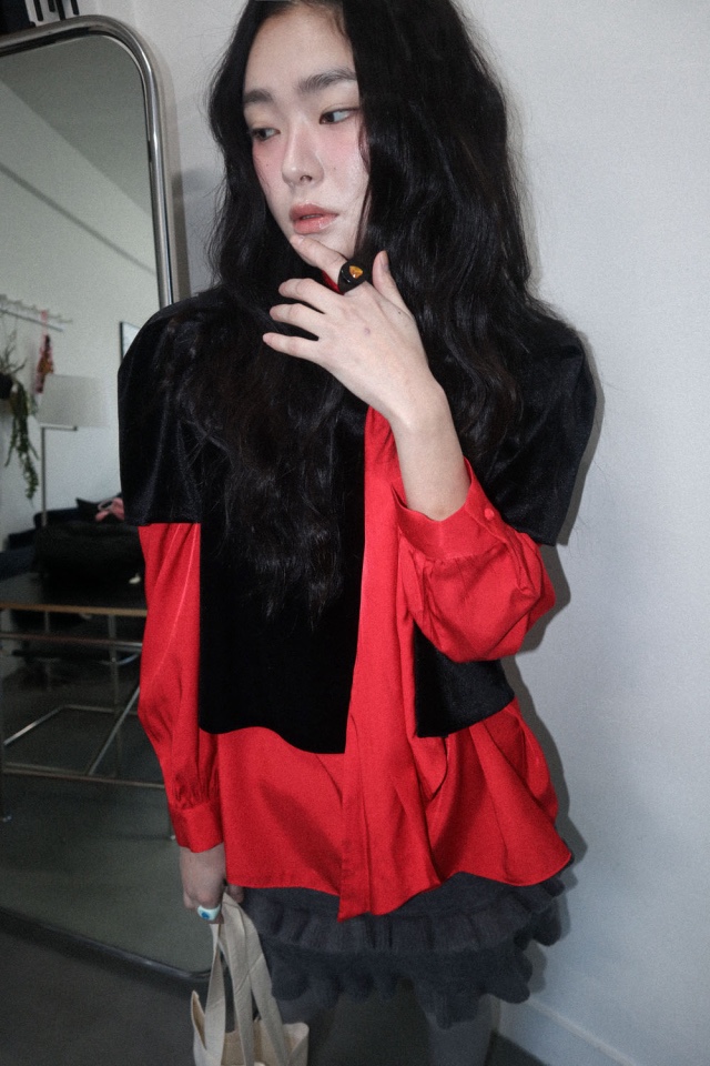 LETAILOR韓國代購女士新品休閑熱賣襯衫蕾絲衫天鵝絨雙面LETAILOR襯衫/蕾絲衫