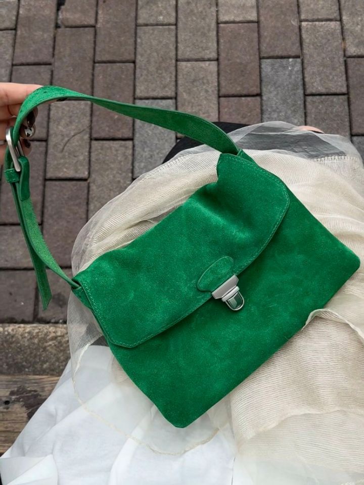 TROUVAILLE東大門實拍女士新品人氣單肩斜跨包牛皮高腰絨TROUVAILLE單肩/斜跨包圖色1