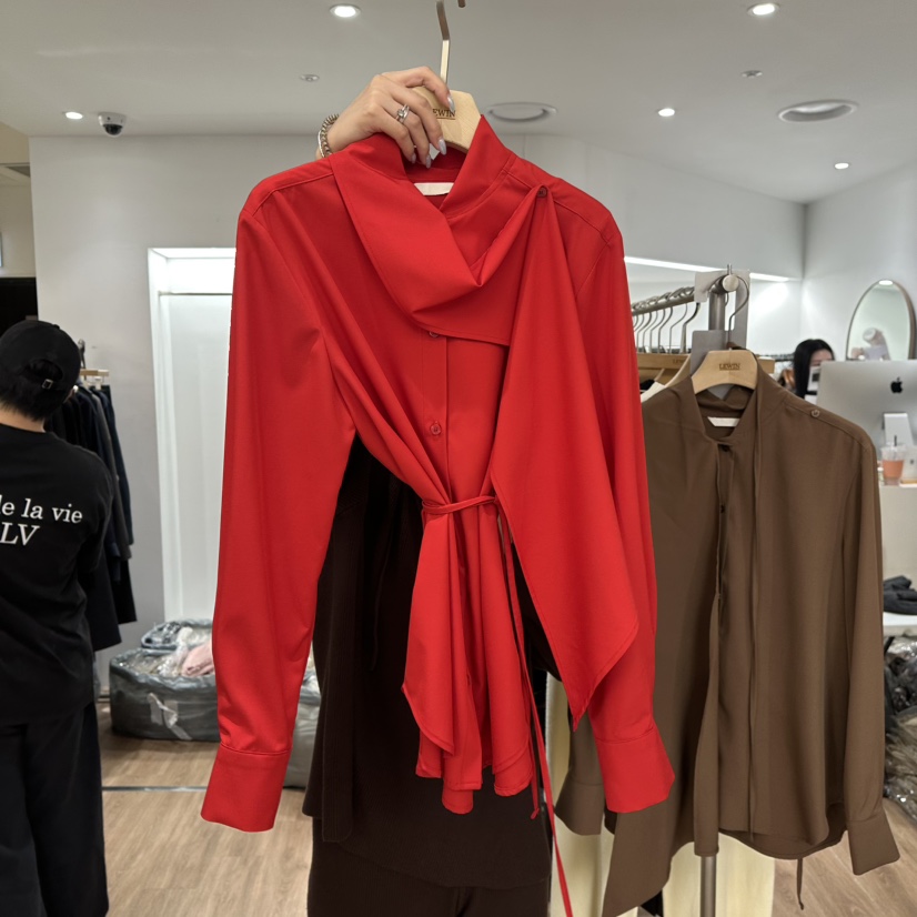 LEWIN東大門直郵女士新款休閑時尚人氣襯衫蕾絲衫含繩圍巾LEWIN襯衫/蕾絲衫圖色3