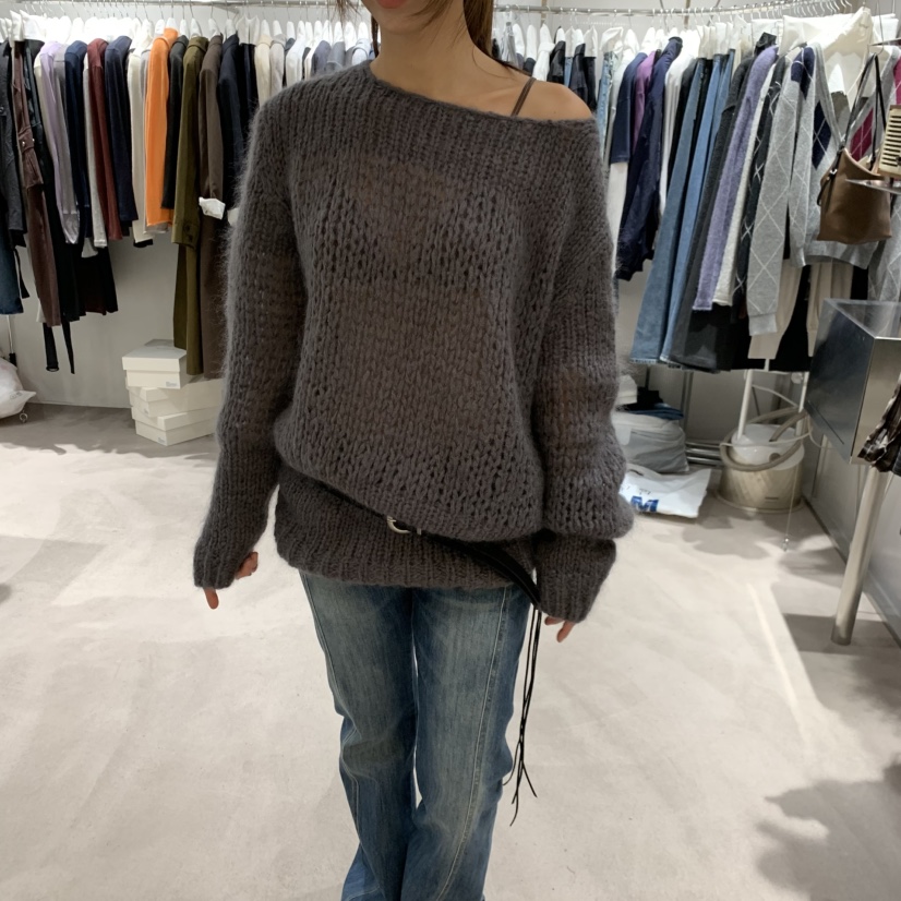 TEMPTING東大門實拍女士新品時尚真品針織衫不含腰帶網眼TEMPTING針織衫圖色1