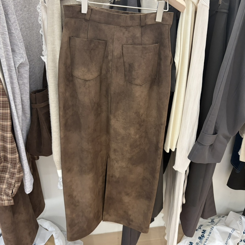 ANDYOUBROWN東大門代購女裝新款人氣時尚真品長裙皮裙麂皮ANDYOUBROWN長裙