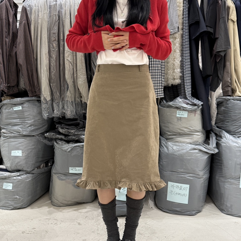BRICKLANE韓國直郵女裝新品真品時尚熱賣半身裙中短裙褶邊BRICKLANE半身裙/中短裙圖色1