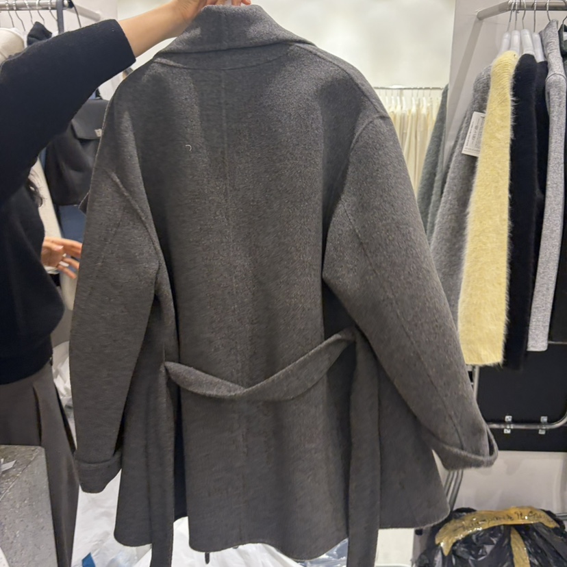 WOOD SAGE韓國代購女裝新款真品休閑時尚短款大衣含腰帶WOOD SAGE短款大衣