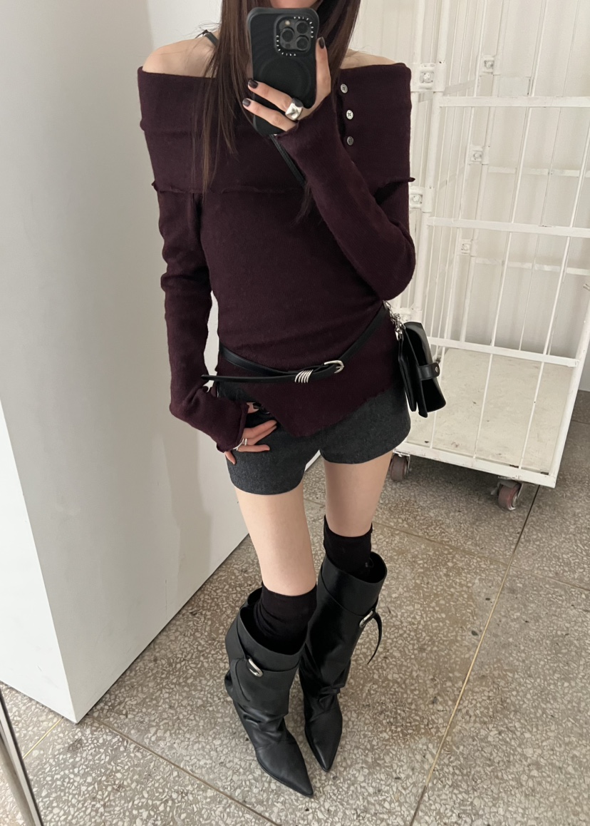 NOVUS東大門直郵女裝新款推薦人氣熱賣休閑長袖T恤羊毛混紡NOVUS長袖T恤