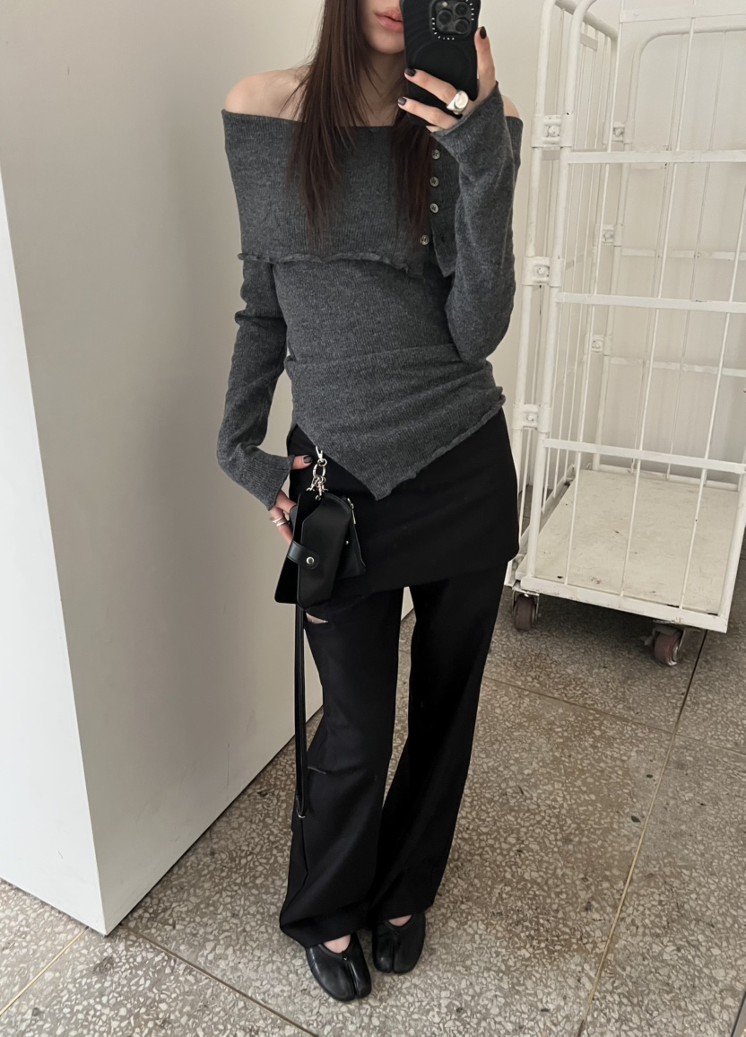 NOVUS東大門直郵女裝新款推薦人氣熱賣休閑長袖T恤羊毛混紡NOVUS長袖T恤