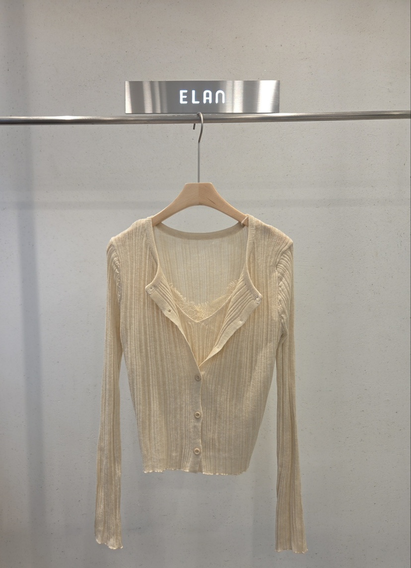 ELAN韓國代購女裝新品推薦時尚熱賣真品人氣開衫蕾絲開衫ELAN開衫圖色1