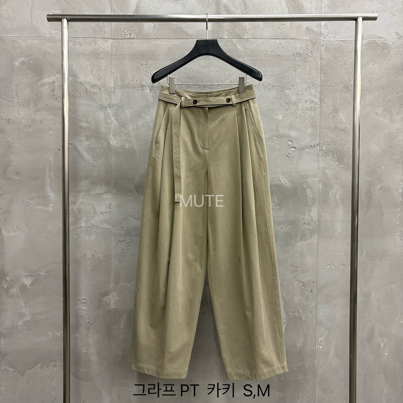 MUTE-P東大門實拍女裝新品時尚休閑推薦熱賣休閑褲含腰帶MUTE休閑褲圖色2