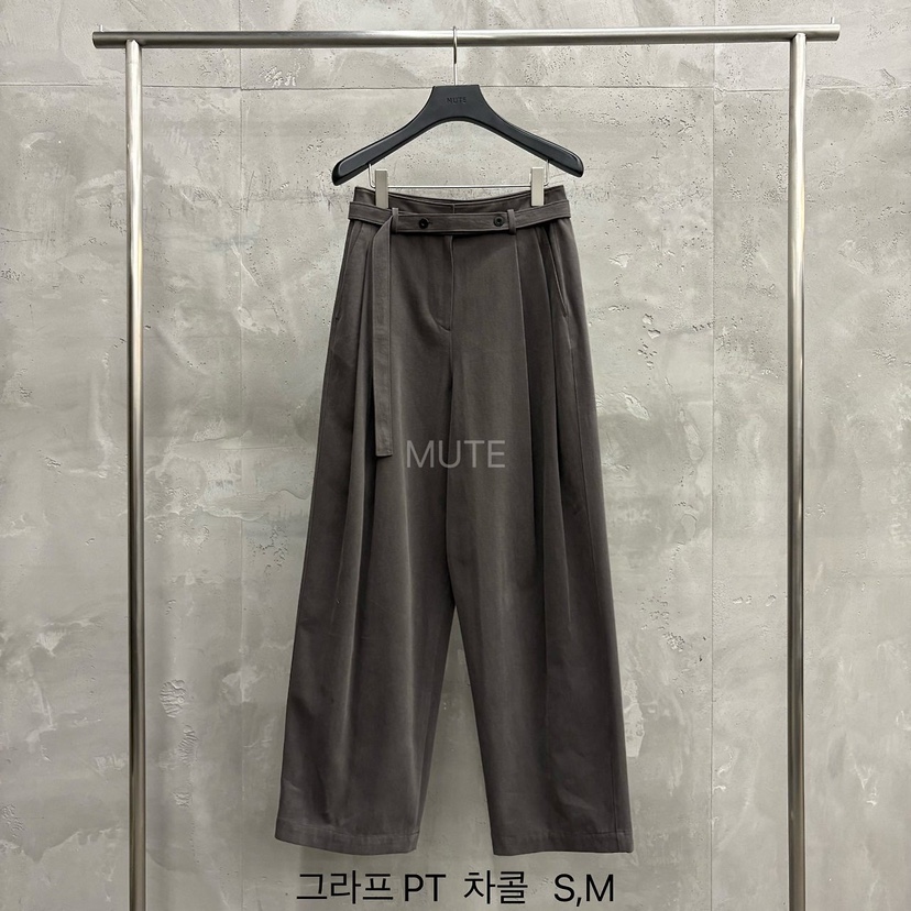 MUTE-P東大門實拍女裝新品時尚休閑推薦熱賣休閑褲含腰帶MUTE休閑褲圖色4墨色