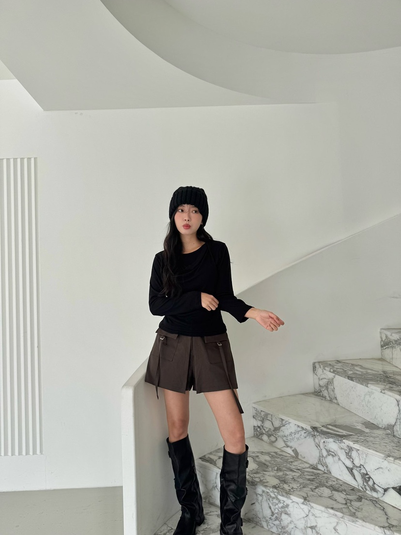 MARIGOLD韓國直郵女士新品休閑時尚真品熱賣推薦短褲口袋MARIGOLD短褲