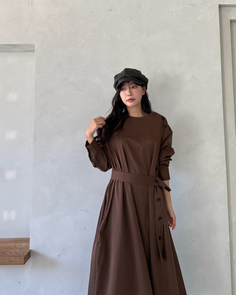 MARIGOLD韓國代購女士新款熱賣人氣時尚連衣裙含腰帶紐扣MARIGOLD連衣裙