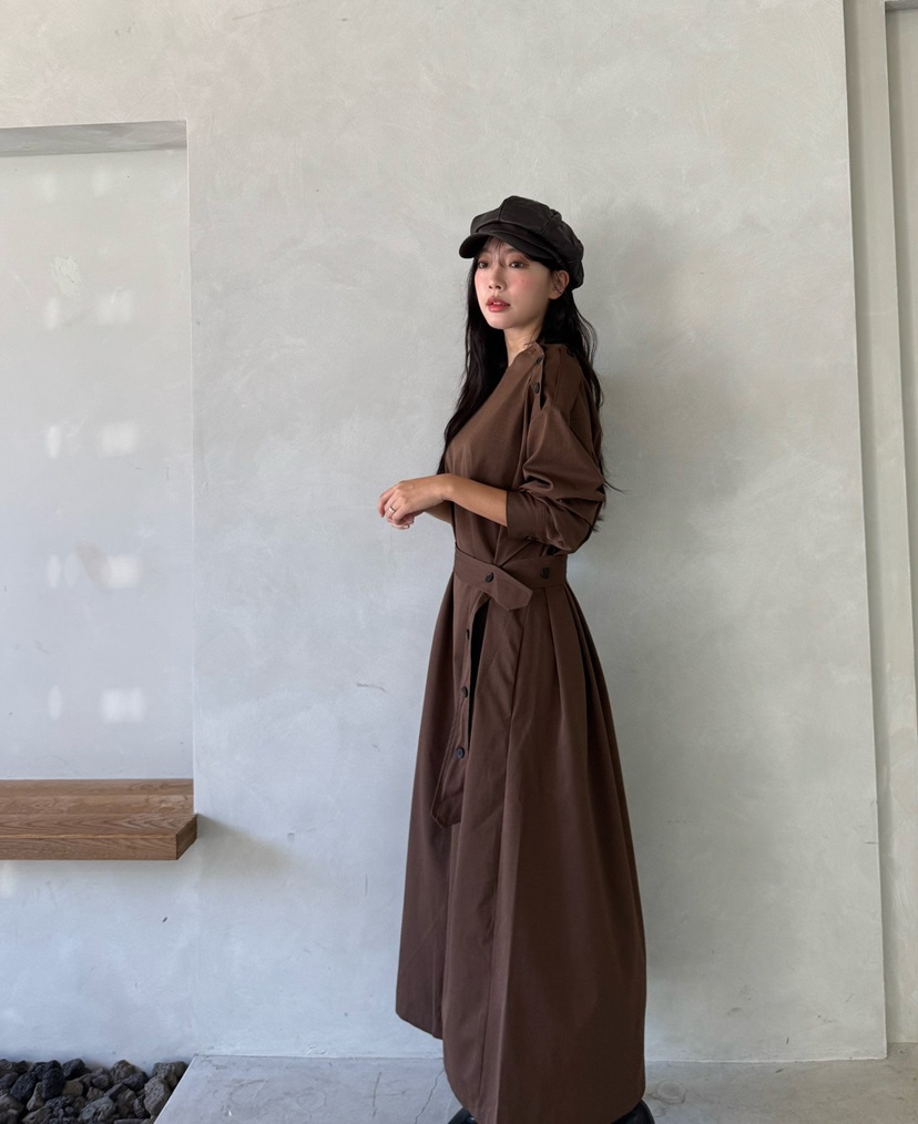 MARIGOLD韓國代購女士新款熱賣人氣時尚連衣裙含腰帶紐扣MARIGOLD連衣裙