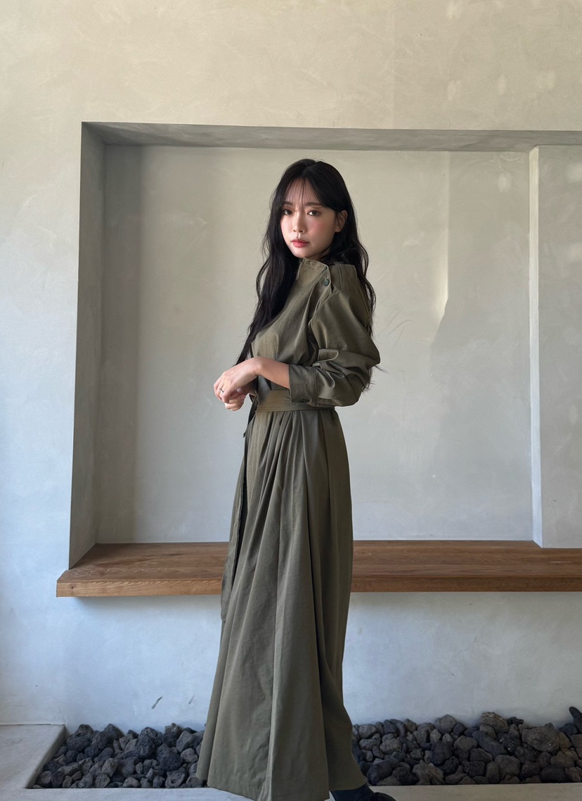 MARIGOLD韓國代購女士新款熱賣人氣時尚連衣裙含腰帶紐扣MARIGOLD連衣裙