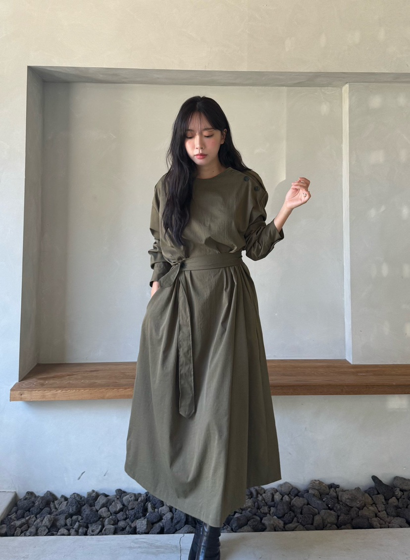 MARIGOLD韓國代購女士新款熱賣人氣時尚連衣裙含腰帶紐扣MARIGOLD連衣裙