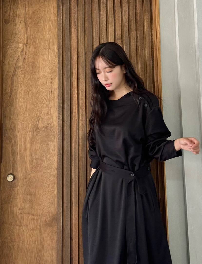MARIGOLD韓國代購女士新款熱賣人氣時尚連衣裙含腰帶紐扣MARIGOLD連衣裙