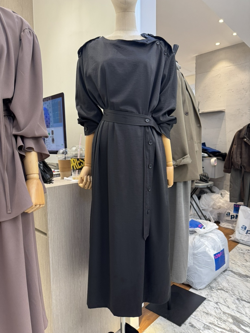 MARIGOLD韓國代購女士新款熱賣人氣時尚連衣裙含腰帶紐扣MARIGOLD連衣裙圖色3