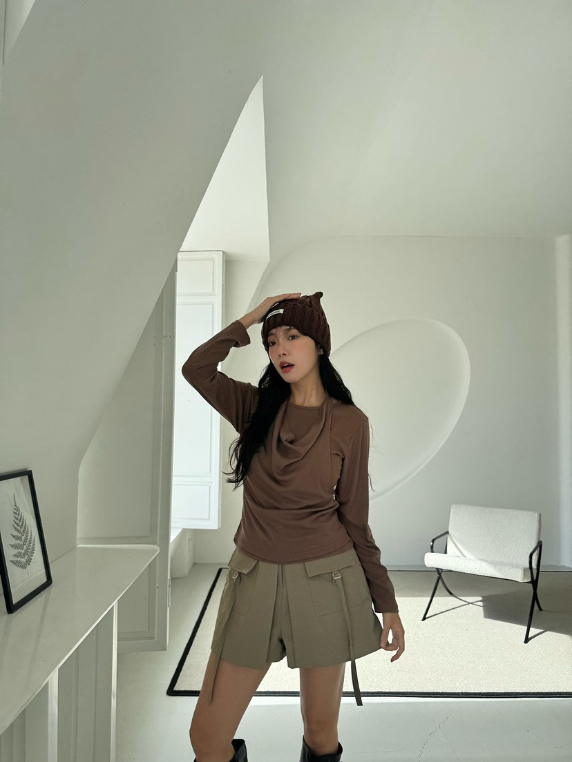 MARIGOLD東大門直郵女裝新品推薦休閑長袖T恤假兩件露背雙層MARIGOLD長袖T恤