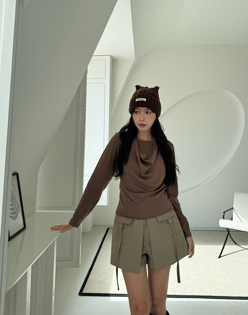 MARIGOLD東大門直郵女裝新品推薦休閑長袖T恤假兩件露背雙層MARIGOLD長袖T恤