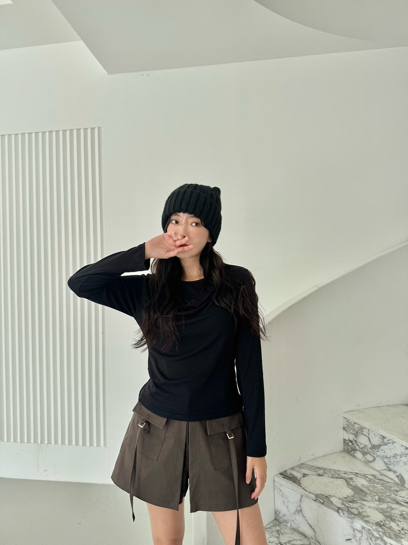 MARIGOLD東大門直郵女裝新品推薦休閑長袖T恤假兩件露背雙層MARIGOLD長袖T恤
